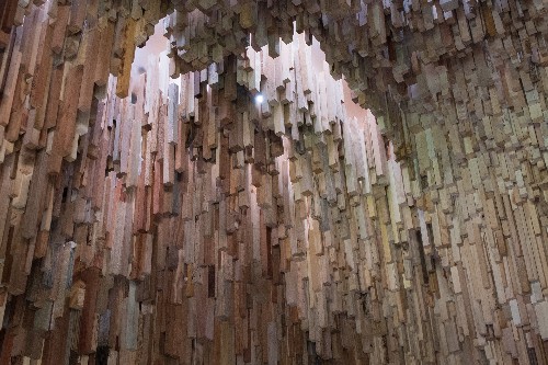 The inside of the hollow art installation in Royal Fort Gardens